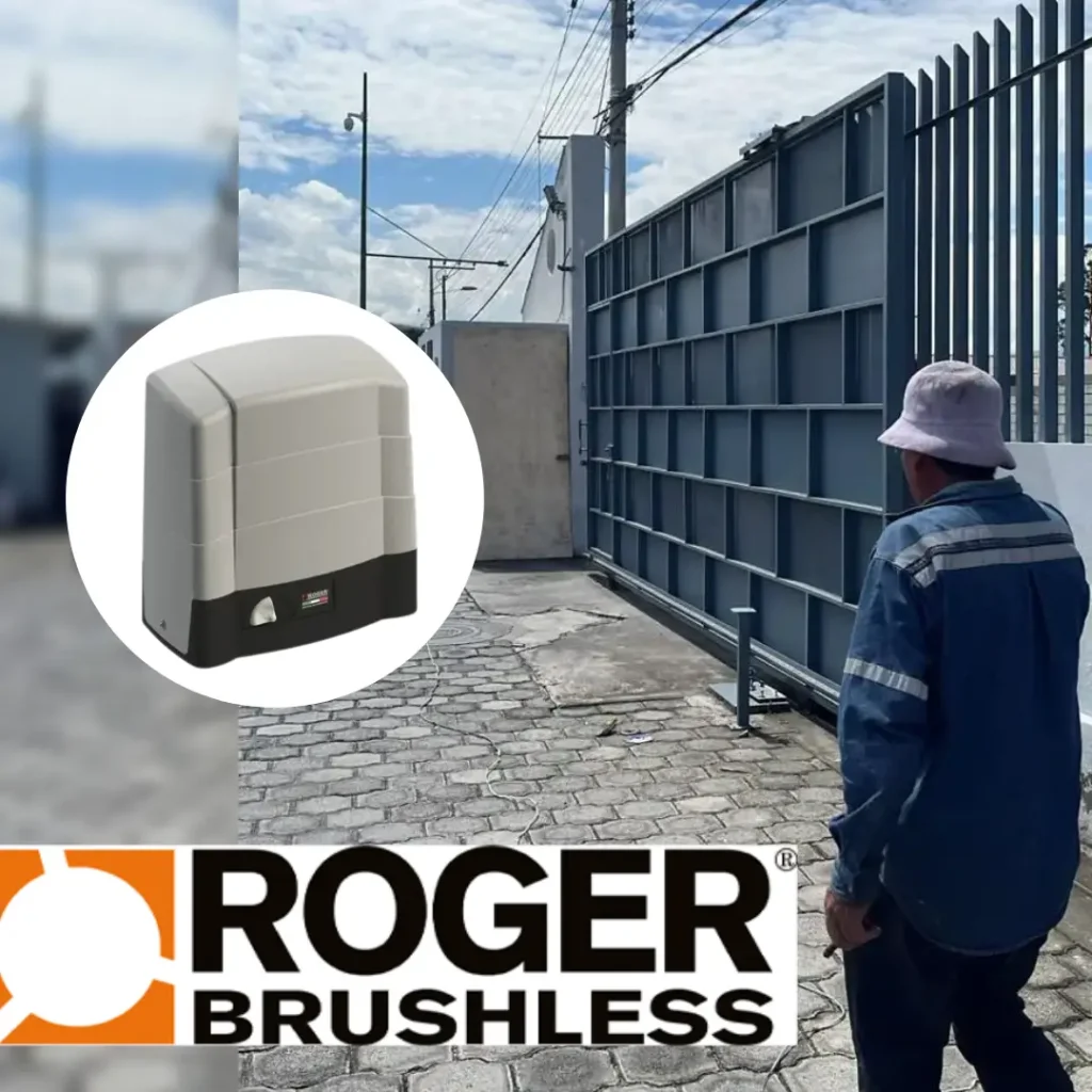 Instalación de Motor Roger 2.200 kg para Puerta Industrial de Gran Tamaño en Ferretería Trujillo Duque, Quito