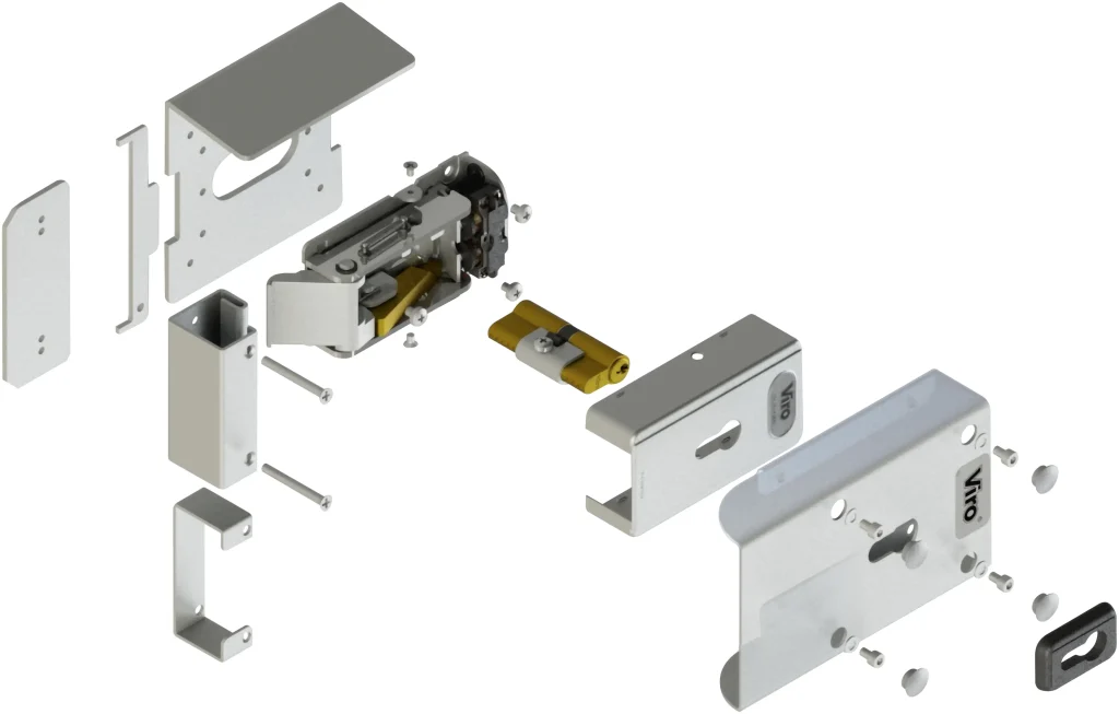 Cerradura eléctrica V06 de VIRO – Cerrojo rotatoria universal para portones peatonales y vehiculares