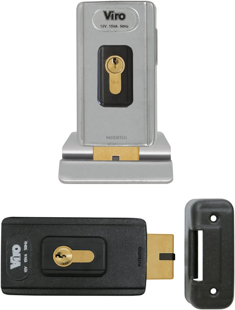 Cerradura eléctrica V06 de VIRO – Cerrojo rotatoria universal para portones peatonales y vehiculares