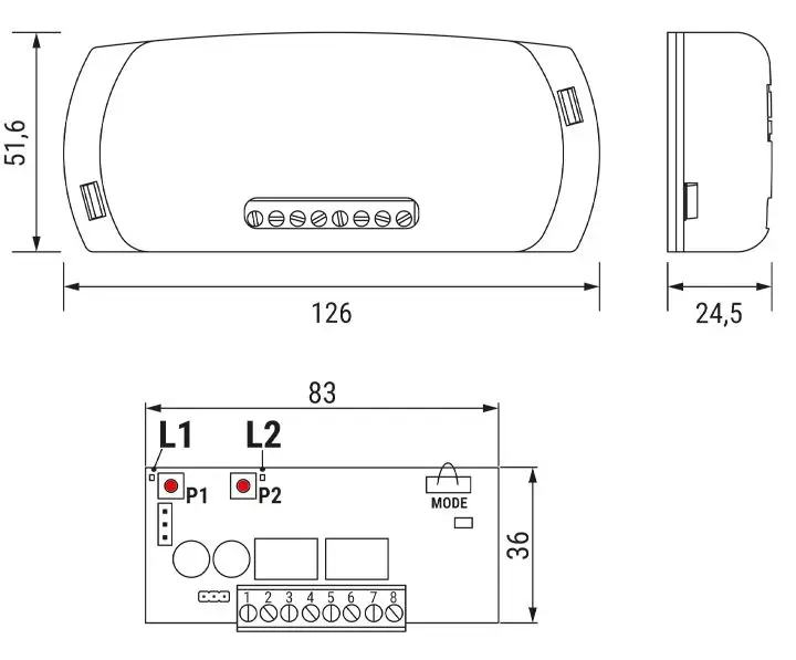 Receptor R93/RX433 de Roger Technology – 433,92 MHz hasta 1000 controles Código Fijo y Rolling Code