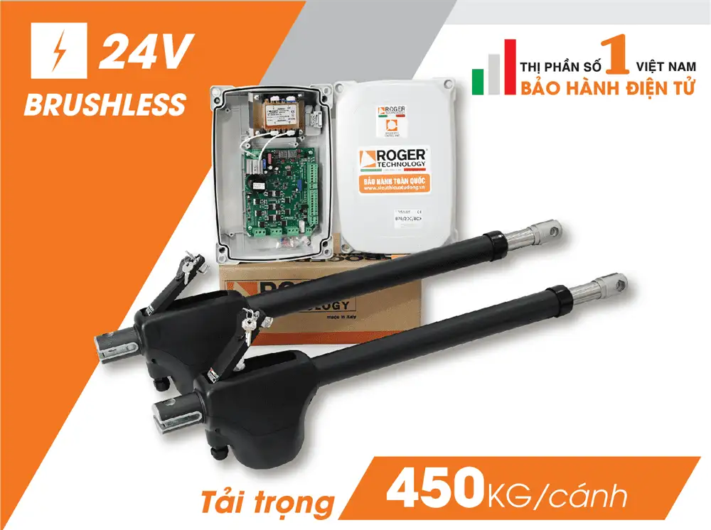 Motor Roger MONOS4 para Puertas Batientes de hasta 4 Metros por Hoja – Uso Intensivo Brushless